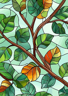 Stained Glass Leaves and Branches