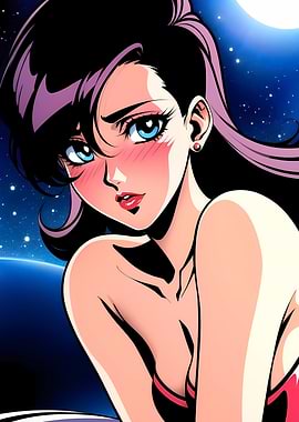 Anime Girl Portrait with Starry Background