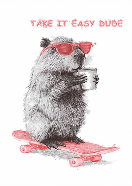 Capybara on Skateboard with Drink