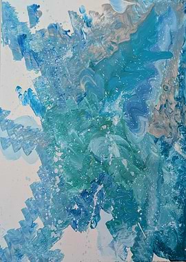 Abstract Blue and Silver Painting