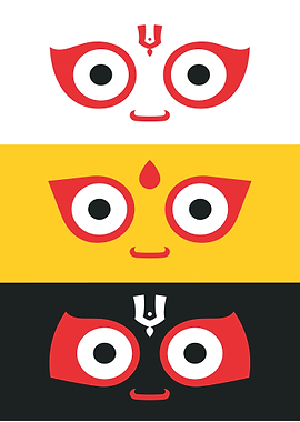 Jagannath Faces: White, Yellow, Black