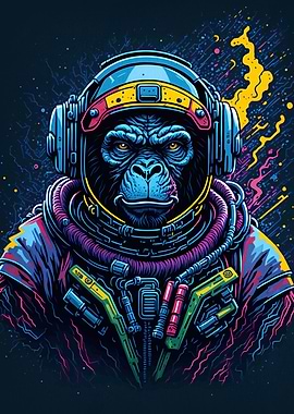 Cyberpunk Gorilla Astronaut