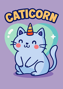 Cute Caticorn Cartoon Unicorn