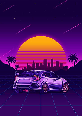 Retro Honda Civic Illustration