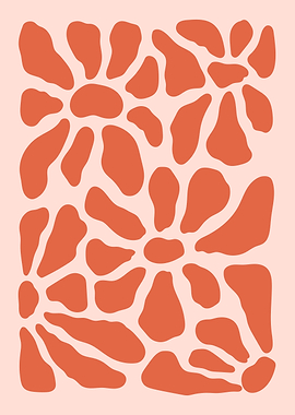 Abstract Floral Pattern in Terracotta