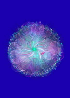 Floral Burst on Blue