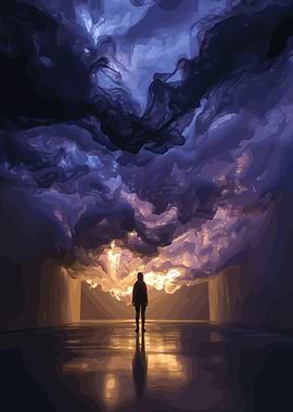 Figure in a Stormy Hallway
