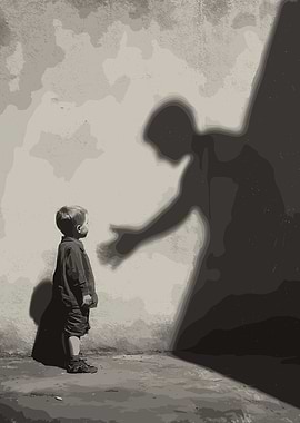 Boy and Shadow Reaching Out