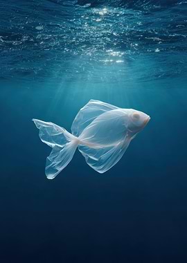 Plastic Bag Fish in Ocean