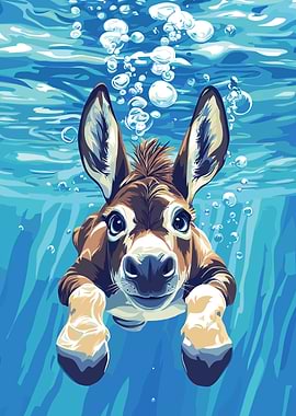 Underwater Donkey Illustration