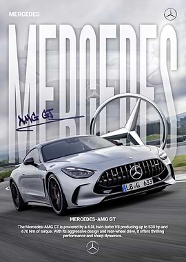 Mercedes-AMG GT Silver Car Poster