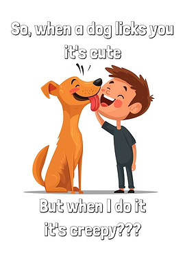 Dog Licking Boy Cartoon Illustration
