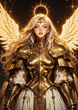Golden Angel Warrior with Halo