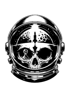 Astronaut Helmet Skull Alien Space Rocket