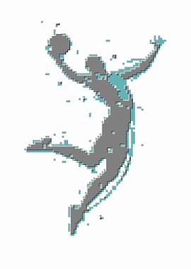Pixelated Basketball Player Silhouette