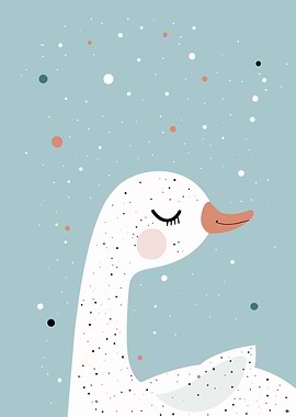 Cute Goose Illustration on Blue Background