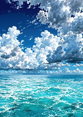 Ocean and Sky Anime Style