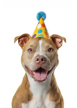 Pitbull dog with Party Hat