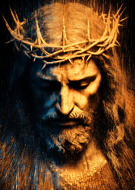 Abstract Jesus Christ with Crown of Thorns