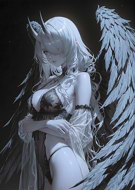 Winged Anime Girl with Horns