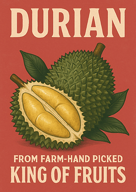 Durian Fruit Vintage Style Poster