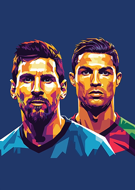 Messi and Ronaldo Pop Art Portrait