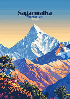 Sagarmatha National Park Nepal Illustration