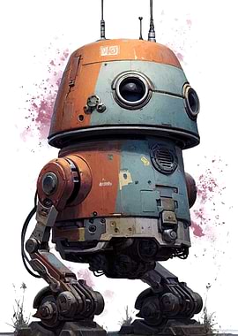 Orange and Blue Robot Illustration