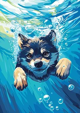 Dog Swimming Underwater
