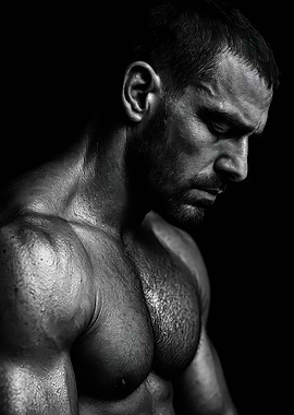Monochrome Portrait of Muscular Man