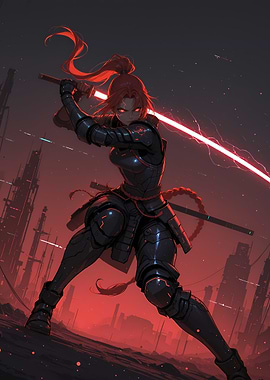 Cyberpunk Warrior with Energy Blade