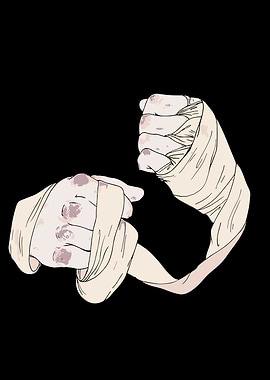 Bandaged Fists on Black Background