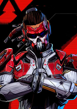 Cyberpunk Character Portrait with Red Mask