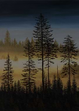Misty Forest Painting