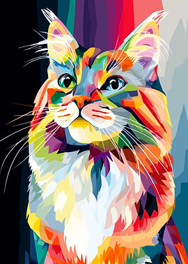 Colorful Cat Portrait