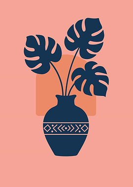 Monstera Plant in Vase Illustration