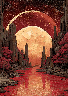 Red Planet Landscape with River
