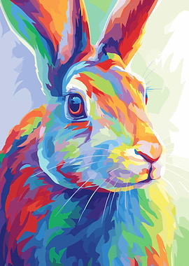 Colorful Rabbit Portrait