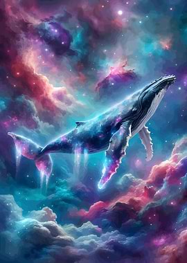 Cosmic Whale in Nebula Clouds