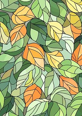 Stained Glass Style Leaf Pattern