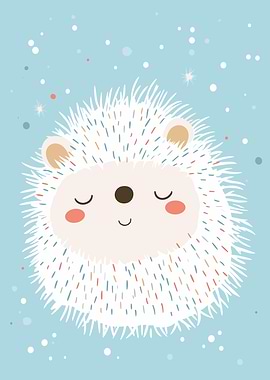 Cute Hedgehog Illustration on Blue Background