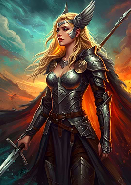 Valkyrie Warrior with Sword and Armor