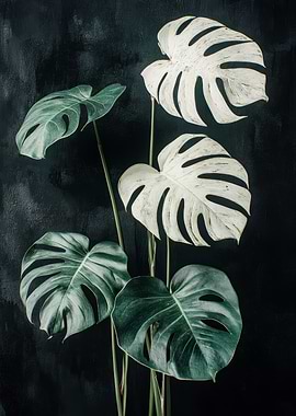 Monstera Plant on Dark Background | Botanical Monstera Decor
