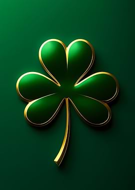 Golden Shamrock on Green Background