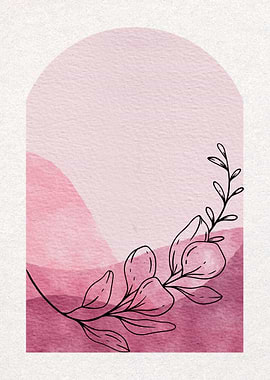 Pink Watercolor Arch with Floral Accent