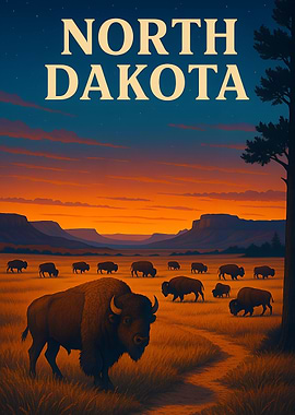 North Dakota Bison Landscape