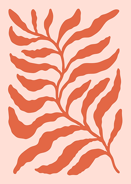 Abstract Coral Branch on Pink Background