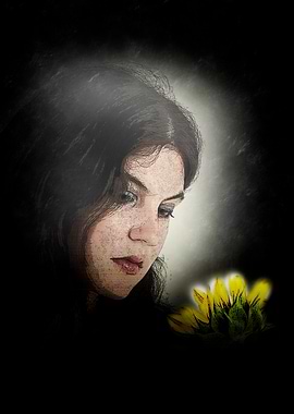 Woman Gazing at Sunflower