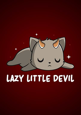 Lazy Devil Cat Nap Cute Kitten Procrastination