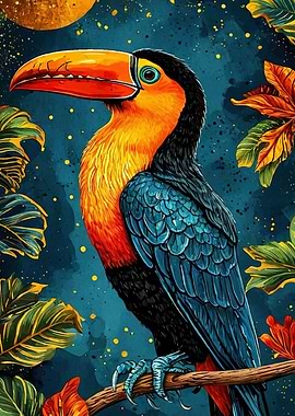 Colorful Toucan Perched Branch